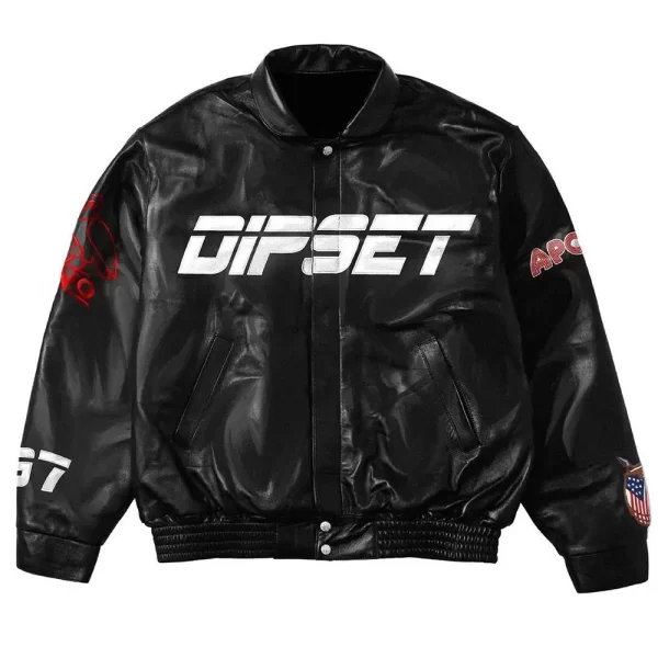 OVO Diplomats Dipset Black Leather Bomber Jacket