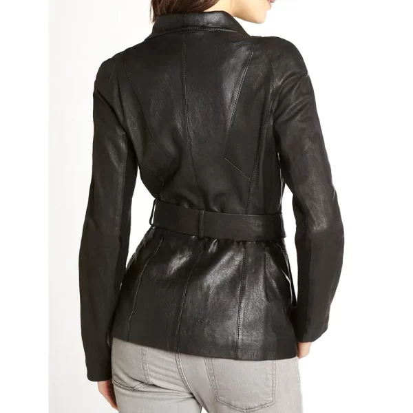 Once Upon a Time S03 Regina Mills Black Leather Asymmetrical Jacket