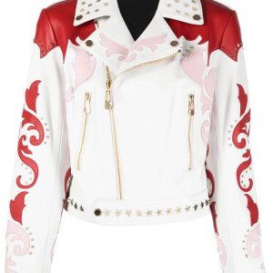 Philipp Plein Cowboy Intarsia Leather Jacket