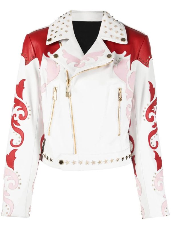 Philipp Plein Cowboy Intarsia Leather Jacket