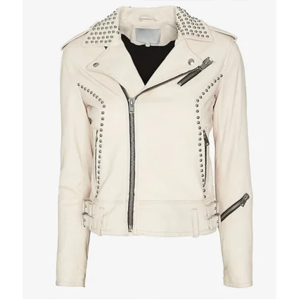 Pretty Little Liars Ashley Benson Studded White Leather Jacket