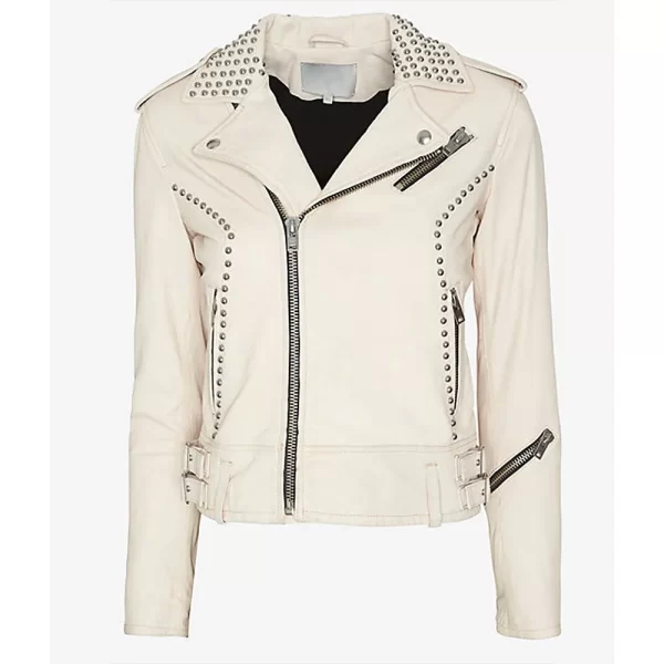 Pretty Little Liars Ashley Benson Studded White Leather Jacket