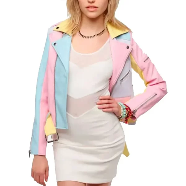 Pretty Little Liars Lucy Hale Pastel Rainbow Leather Jacket