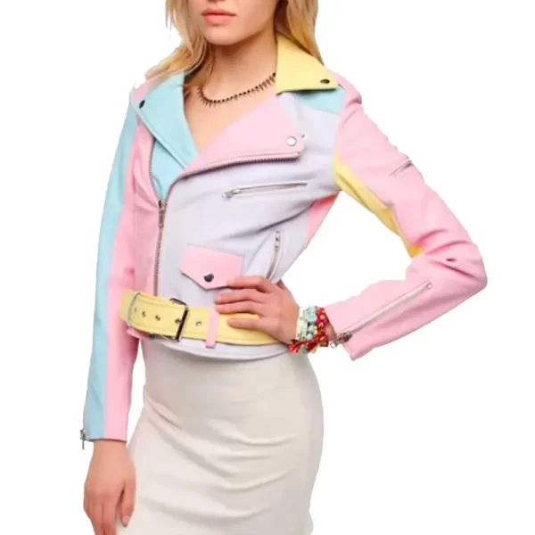 Pretty Little Liars Lucy Hale Pastel Rainbow Leather Jackets