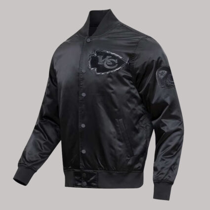 Pro Standard Kansas City Chiefs Triple Black Satin Full-Snap Varsity Jacket