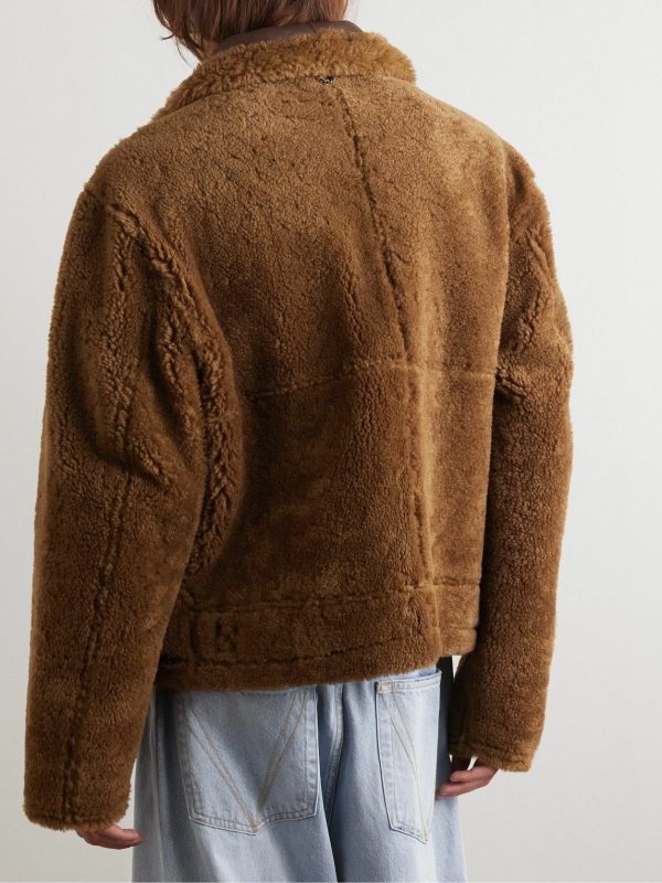 Reversible Suede-Lined Brown Shearling Jacket