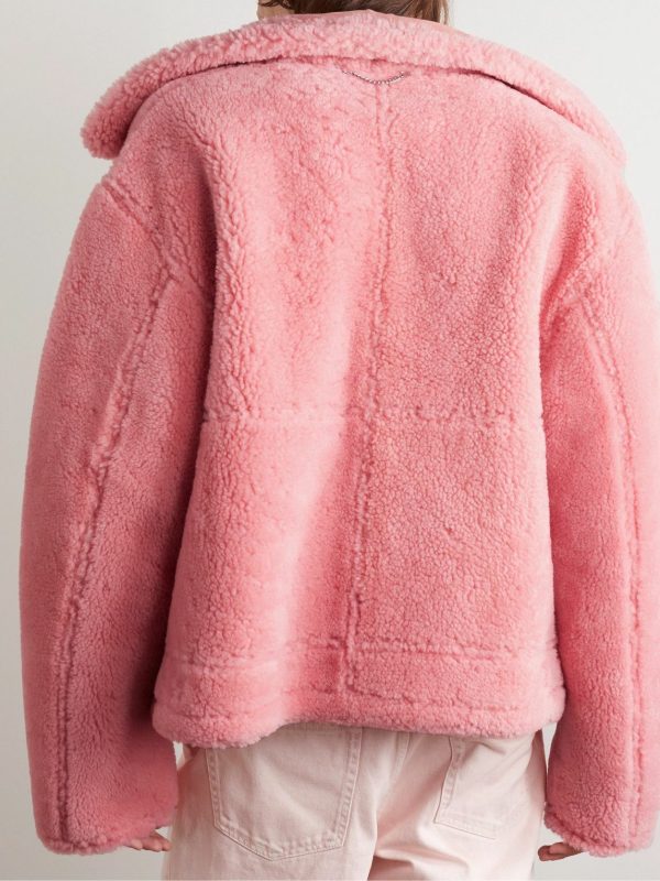 Reversible Suede-Lined Pink Shearling Jacket