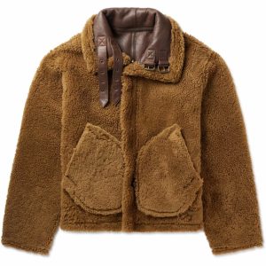 Reversible Suede-Lined Shearling Brown Jacket