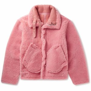 Reversible Suede-Lined Shearling Pink Jacket