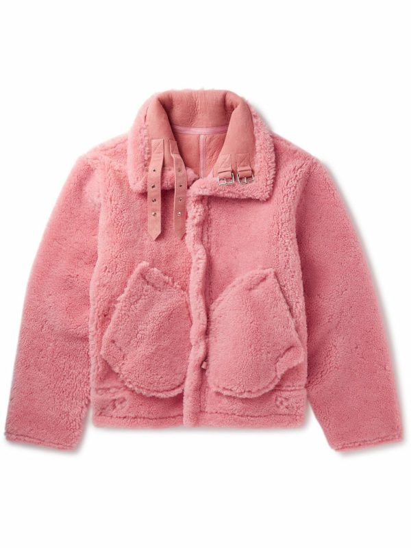 Reversible Suede-Lined Shearling Pink Jacket