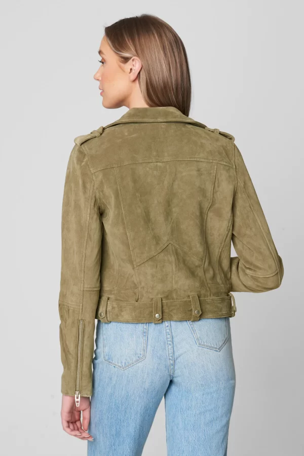 Rosemary Tea Moto Leather Green Jacket