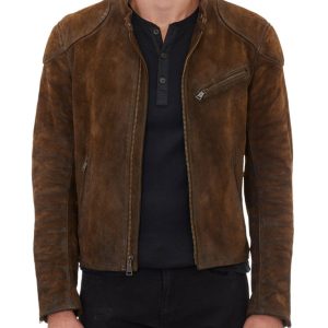 Roy Brown Café Racer Suede Leather Jacket