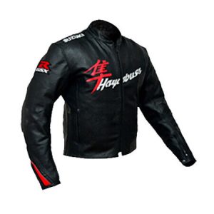 SUZUKI HAYABUSA Racing Motorbike Black Leather Jacket