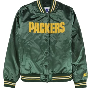 Starter Womens Green Bay Packers Satin Varsity Jacket