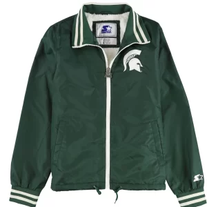 Starter Womens Michigan State University Green Bomber Jacket