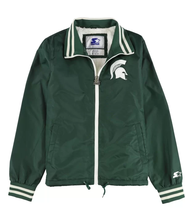 Starter Womens Michigan State University Green Bomber Jacket