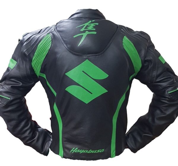 Suzuki Hayabusa Green Motorbike Leather Jacket