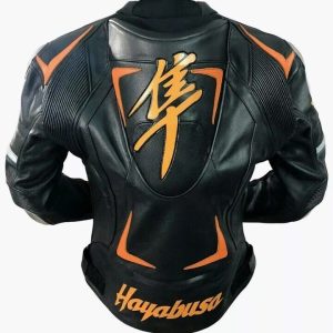 Suzuki Hayabusa Motorbike Black Leather Jacket