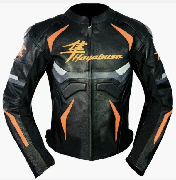 Suzuki Hayabusa Motorbike Leather Black Jacket