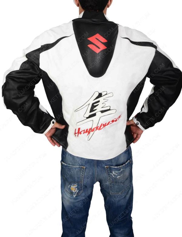 Suzuki White Hayabusa MotorBike Riding Motorcycles Racing Cowhide Leather Jacket