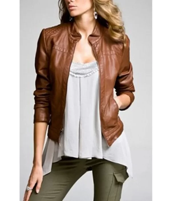 Teen Wolf Crystal Reed Brown Leather Jacket