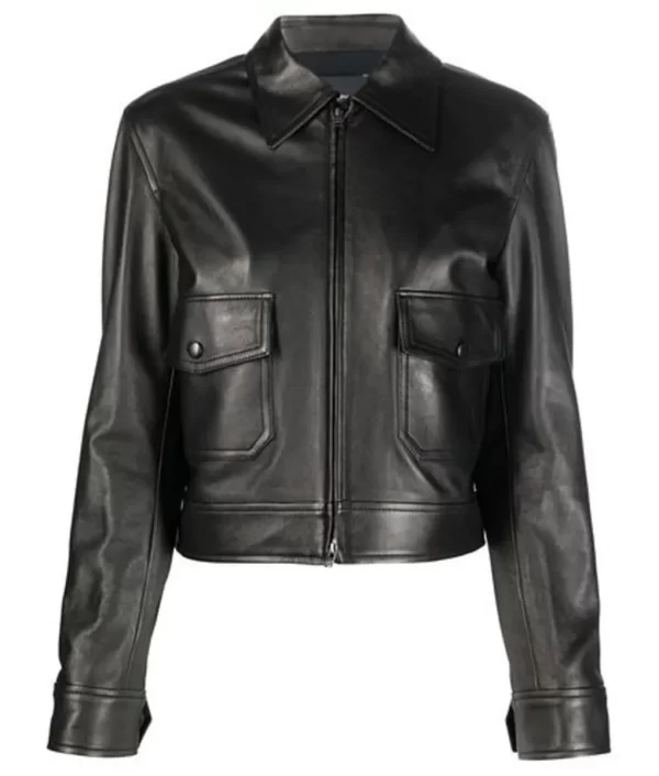 Teen Wolf S01 Crystal Reed Black Leather Jacket