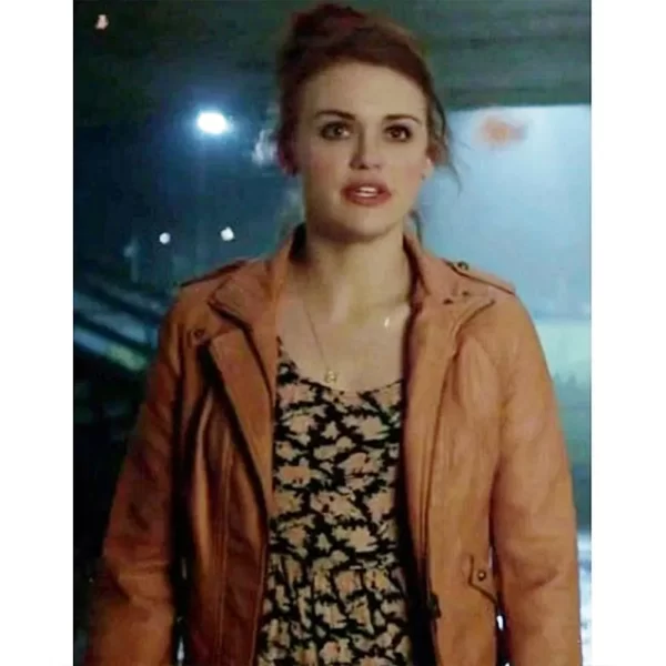 Holland Roden Teen Wolf Season 4 Lydia Martin Brown Moto Leather Jackets