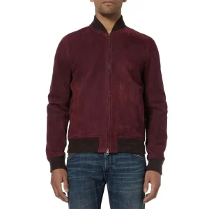 The Slap Zachary Quinto Burgundy Suede Bomber Jacket