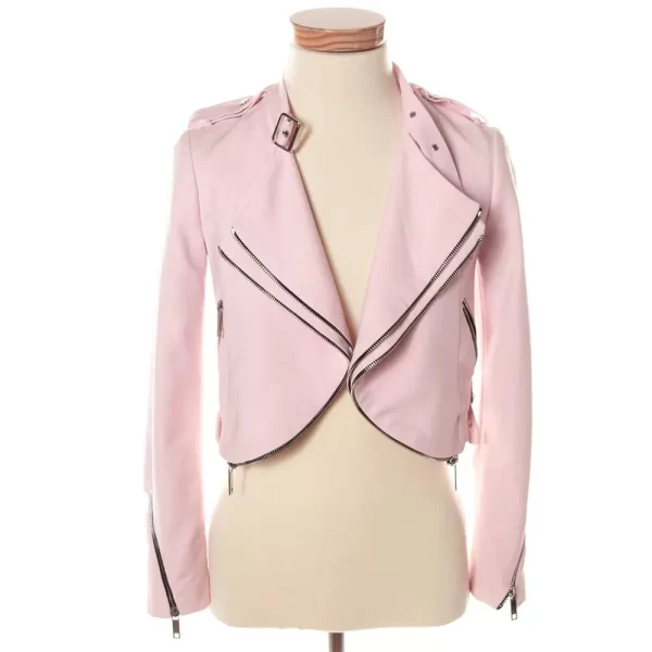 The Vampire Diaries Mary Louise Double Layer Pink Leather Jacket