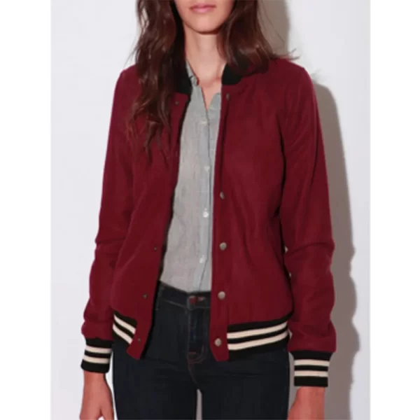 The Vampire Diaries S04 Nina Dobrev Burgundy Varsity Jackets