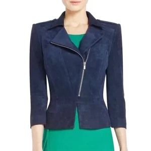 The Vampire Diaries S05 Nina Dobrev Navy Blue Suede Jacket