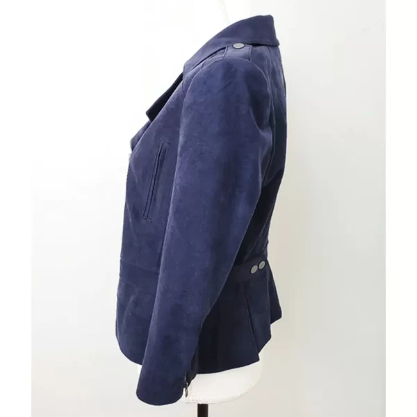 The Vampire Diaries S05 Nina Dobrev Navy Suede Jackets