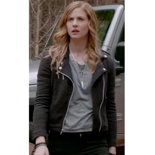 The Vampire Diaries S07 Valerie Tulle Black Suede Leather Jacket