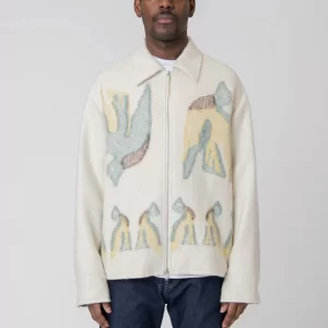 Travis Kelce Jil Sander Wool Mohair Sports Jacket in Blue Fly Catcher