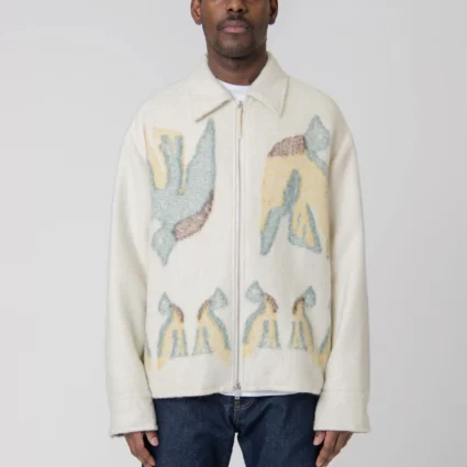 Travis Kelce Jil Sander Wool Mohair Sports Jacket in Blue Fly Catcher