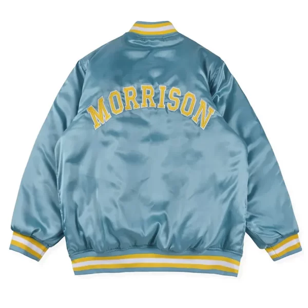 UCLA Justin Bieber Bomber Aqua Blue Satin Jacket