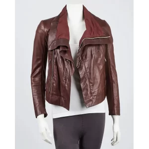 Unforgettable S03 Poppy Montgomery Burgundy Leather Jacket