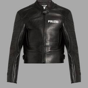 Vetements Polizei-print Panelled Leather Jacket