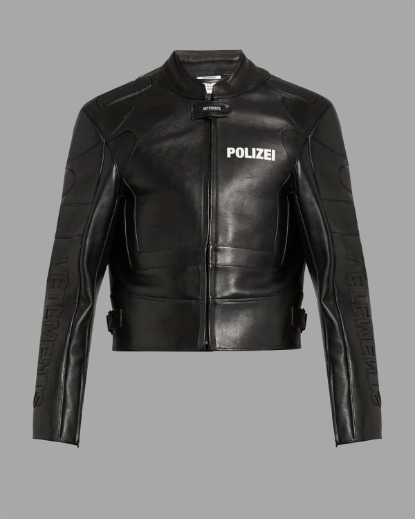 Vetements Polizei-print Panelled Leather Jacket