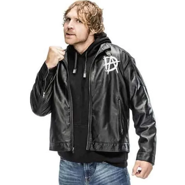 WWE Black Dean Ambrose Zip-Up Leather Jacket