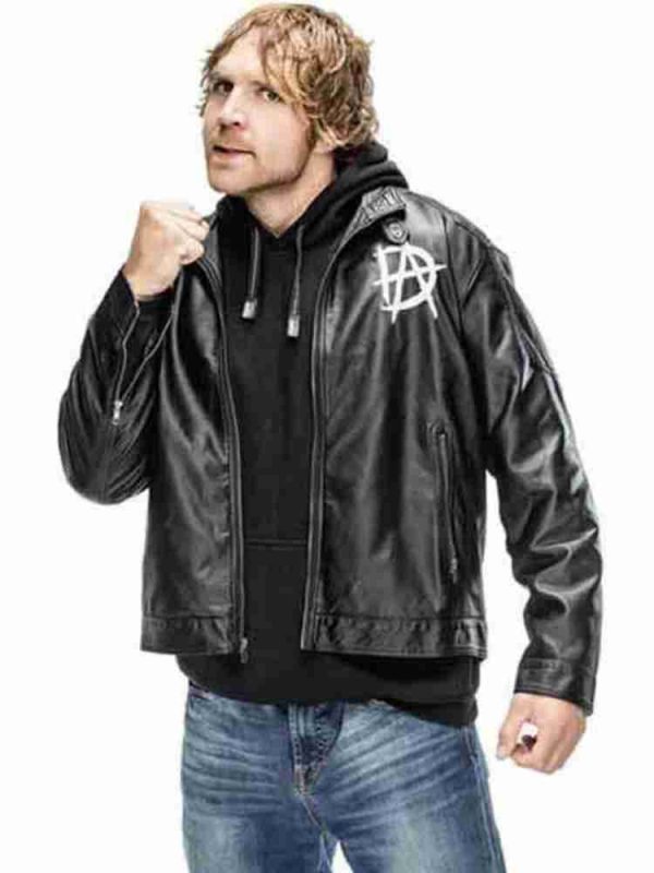 WWE Superstar Dean Ambrose Printed Logo Black Leather Jacket