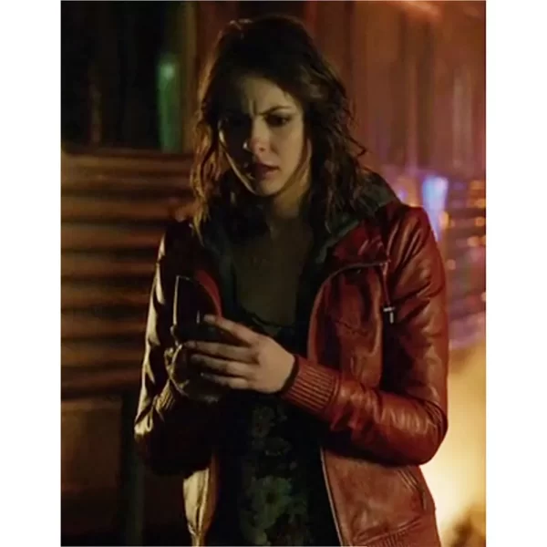 Arrow S02 Willa Holland Brown Leather Hooded Jacket