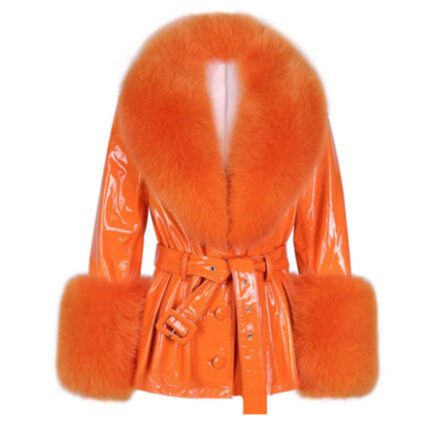 Women Fur Foxy Sheepskin Leather Multicolor Coat