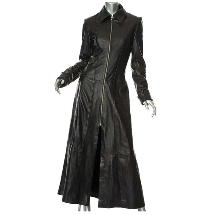 Women Matrix Long Length Leather Coat - A2 Jackets