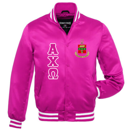 Women's Alpha Chi Omega Bomber Satin Jacket