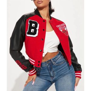 Women’s Chicago Bulls Cropped Wool Varsity Jacket