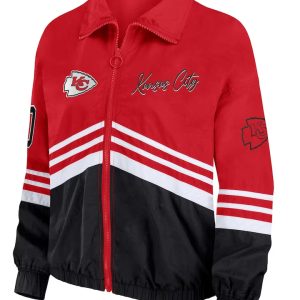 Women's Kansas City Chiefs WEAR by Erin Andrews Red Vintage Throwback Windbreaker Full-Zip Jacket