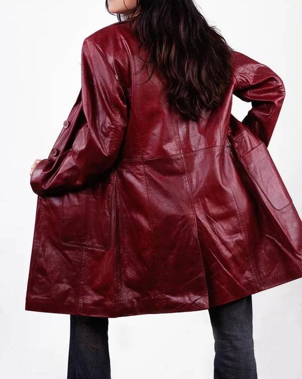 Womens Trench Leather Coat