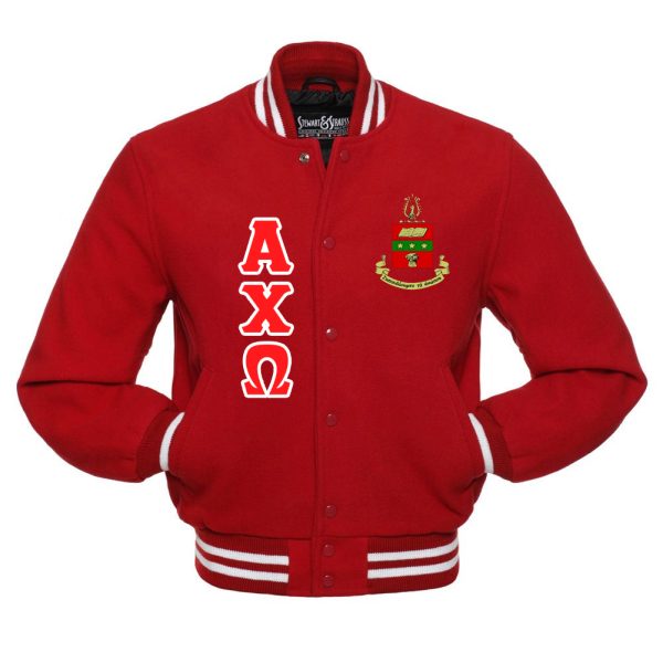 Women's Alpha Chi Omega Letterman Jacket - Red