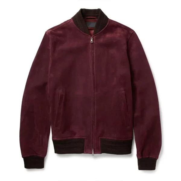 Zachary Quinto The Slap Harry Bomber Burgundy Suede Jacket